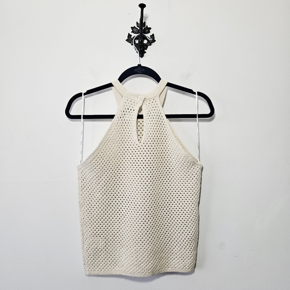 NWOT DKNY Crochet Halter Top Size S Cream White Knit Sweater - Picture 3 of 5